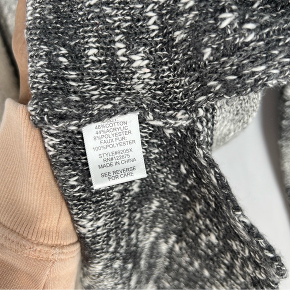 Lety & Me Dockerie Sherpa Trim Hooded Open Front Cardigan Gray‎ Womens Size S - Picture 9 of 13